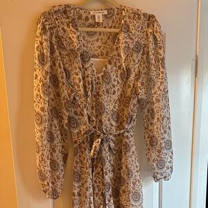 Lucky Brand Beige Floral Long Sleeve Dress